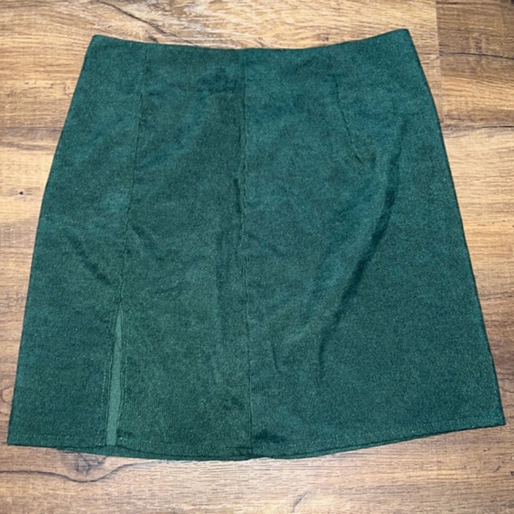 Shein High Waisted Green Faux Corduroy Mini Skirt